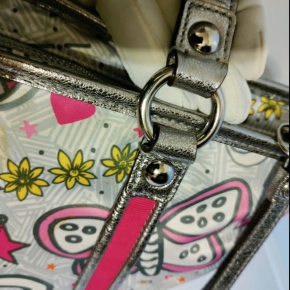 VINTAGE COACH Bandana Graffiti Butterfly Shoulder Tote Bag & Matching Wristlet - Picture 12 of 16